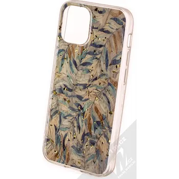 Pouzdro na mobilní telefon 1Mcz Gold Glam Boho TPU ochranný kryt pro Apple iPhone 12, iPhone 12 Pro béžová zelená (beige green)