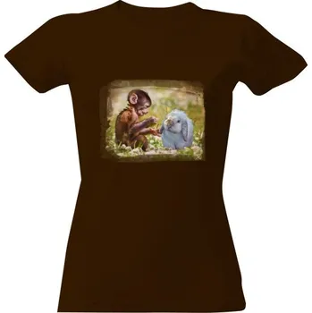 Dámské tričko Tričko s potiskem králík a opice dámské