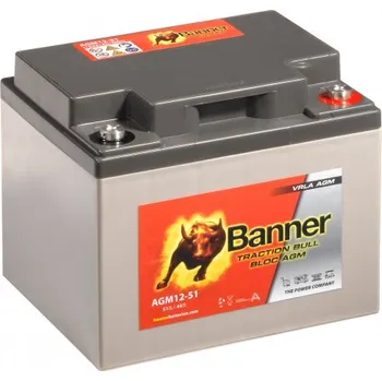 Trakční baterie Trakční baterie Banner AGM 12-51 12V 51Ah C20 / 44Ah C5 Deep cycle (AGM trakční baterie)