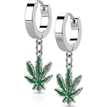Náušnice Ocelové náušnice list marihuany