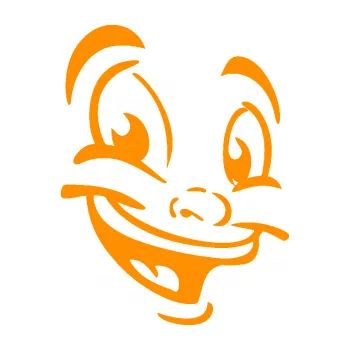 Samolepící dekorace SAMOLEPKA Obličej 003 pravá veselý (06 - oranžová) NA AUTO, NÁLEPKA, FÓLIE, POLEP, TUNING, VLASTNÍ TEXT, TISK, AUTOSAMOLEPKY.cz, POLEPY, OBRÁZEK, LOGO, SAMOLEPKY