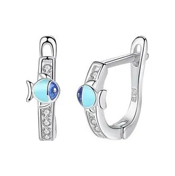 Náušnice Dětské stříbrné náušnice s modrými rybičkami