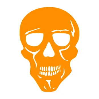 Samolepicí dekorace na vozidlo Lebka 040 levá (06 - oranžová) SAMOLEPKA NA AUTO, NÁLEPKA, FÓLIE, POLEP, TUNING, VLASTNÍ TEXT, TISK, AUTOSAMOLEPKY.cz, POLEPY, OBRÁZEK, LOGO, 3D STICKERS