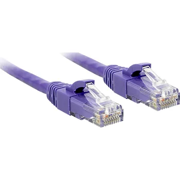 Datový kabel LINDY 48124 RJ45 síťové kabely, propojovací kabely CAT 6 U/UTP 3.00 m fialová s ochranou 1 ks