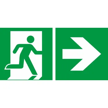 samolepka Tabulka – Nouzový východ vpravo, samolepicí plast, 30 × 15 cm