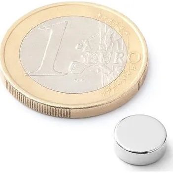 Dekorativní magnet Neodymový magnet kotouč Ø&nbsp;8&nbsp;mm, v.&nbsp;3&nbsp;mm, síla 1,3&nbsp;kg