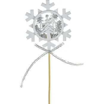 Vánoční dekorace Zápich vločka se stromkem 8x7/30 cm