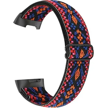 Příslušenství k chytrým hodinkám eses Elastický řemínek pro Fitbit Charge 5 a 6 - Vzorovaný, růžovo oranžový