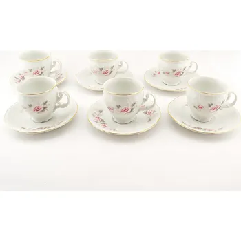 Thun 1794 Bernadotte, šálky a podšálky, růže, zlato, 240 ml, Thun, 6 ks