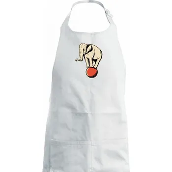 Kuchyňská zástěra Slon na míči - Dámská zástěra na vaření - Univerzální velikost ( Bílá )