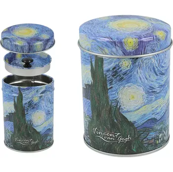 Dóza na potraviny Carmani® Carmani - Plechová dóza na kávu a sypaný čaj V. van Gogh, Hvězdná obloha - 6,5*9 cm