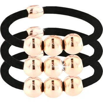 Vlasová gumička silná, černé barvy s ozdobnými kuličkami 3 ks 8000757