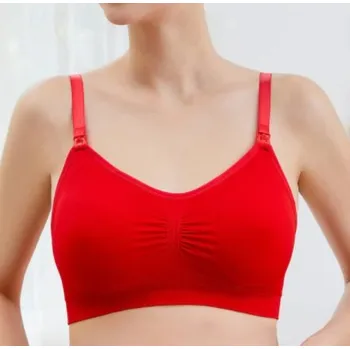 Těhotenská podprsenka Kojící podprsenka bez kostic Barva: Červená, Velikost: M