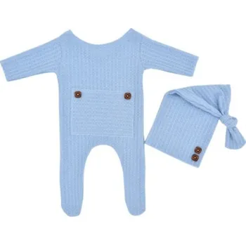Kojenecká souprava Obleček pro novorozenecké fotografování - háčkované dupačky a čepička Varianta: Modrá