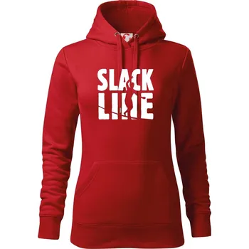 Dámská mikina Slackline nápis - Mikina dámská Cape s kapucí - S ( Červená )
