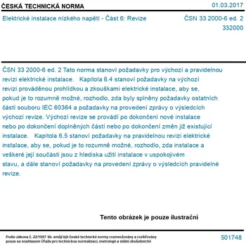 ČSN 33 2000-6 ed. 2 - Elektrické instalace nízkého napětí - Část 6: Revize - Tisk