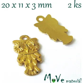 Přívěsek Přívěsek SOVIČKA 20x11x3mm, 2ks, zlatá