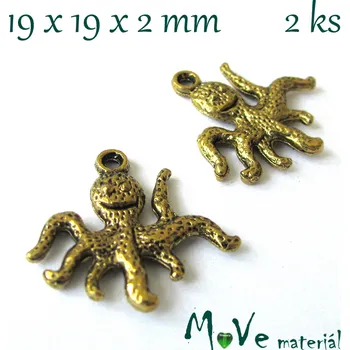 Přívěsek Přívěsek CHOBOTNIČKA 19x19mm, 2ks, starozlato