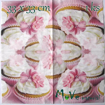Papírový ubrousek Ubrousek na decoupage 33 x 33cm 1ks, cupcake
