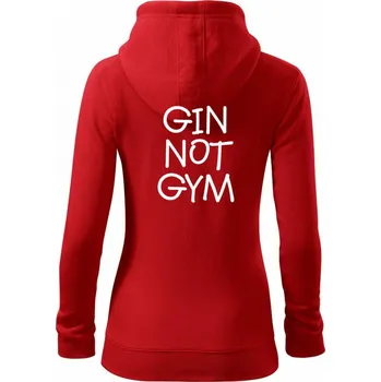 Dámská mikina Gin not Gym - Dámská mikina trendy zipper s kapucí - S ( Červená )