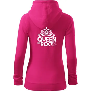 Dámská mikina Queen of Rock - Dámská mikina trendy zipper s kapucí - L ( Purpurová )