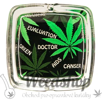 Popelník WeedShop Skleněný hranatý popelník - Child Leaves Varianty: Child Leaves 2