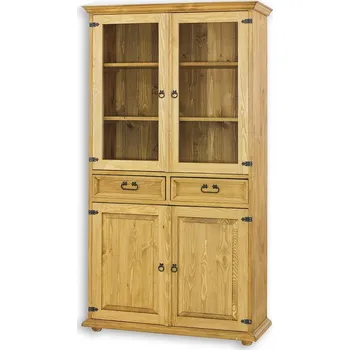 Knihovna Masivní vitrína CORDOBA VIT13 Barevné provedení: Hnědý vosk K15