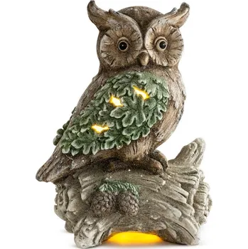 Zahradní dekorace MagicHome Sova na kmeni 31 x 21 x 42 cm