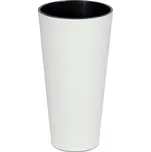 PROSPERPLAST Květináč TUBUS SLIM ECO WOOD bílý 20,0cm