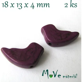 Dětské navlékací korálky Ptáček howlitový 18x13x4mm, 2ks, fialový