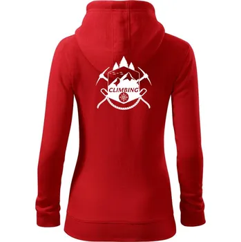 Dámská mikina Climbing Erb - Dámská mikina trendy zipper s kapucí - M ( Červená )