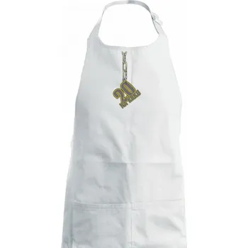 Kuchyňská zástěra 20 let na krku řetěz - Dámská zástěra na vaření - Univerzální velikost ( Bílá )