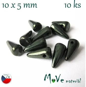 Dětské navlékací korálky České trny pokovené 10x5mm/10ks, zelené