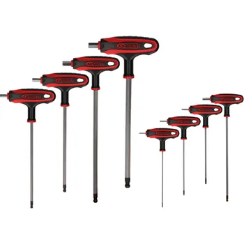 Klíč Souprava klíčů s t-rukojetí na šrouby s vnitřním šestihranem a kulatou hlavou 8dílná