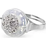 Stříbrný prsten s kruhovým krystalem a zdobeným středem krystaly Swarovski White Opal (Stříbro 925/1000)