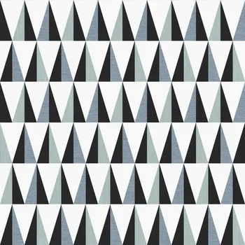 Velurové potahové látky s potiskem, Trojúhelníky Černé na Bílém