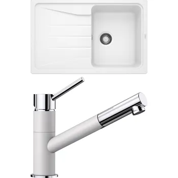 Granitový dřez Set Blanco 08-D 25 (dřez Sona 45 S Bílá + baterie Kano-S Bílá)