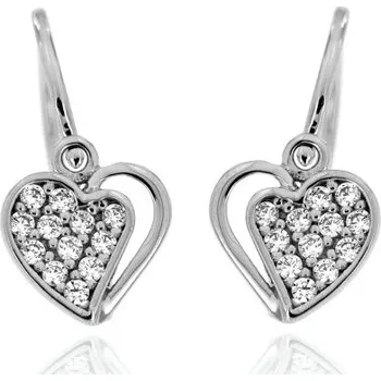 Náušnice Zlatnictví U Kostela Zlaté dětské náušnice srdíčka s bílými kamínky 5238 331789562