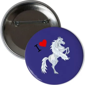 Odznáček s potiskem Odznáček Miluji koně srdce