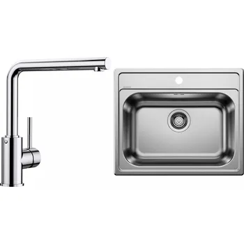 Nerezový dřez Set Blanco 01-D 25 (dřez Dana 6, přírodní lesk + baterie Mila Chrom)