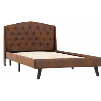 Postel vidaXL Rám postele hnědý 100 x 200 cm umělá broušená kůže