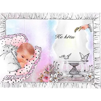 Přání ke křtu (skládací, dívka)