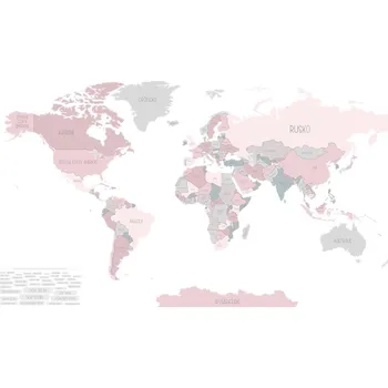 Tapeta Yokodesign Tapeta Mapa světa růžová Délka: 270 cm