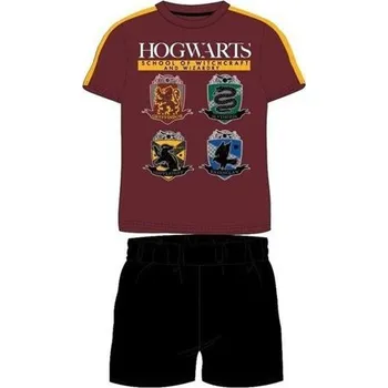 E Plus M Pyžamo krátký rukáv Harry Potter Hogwarts vínové bavlna 140 cm