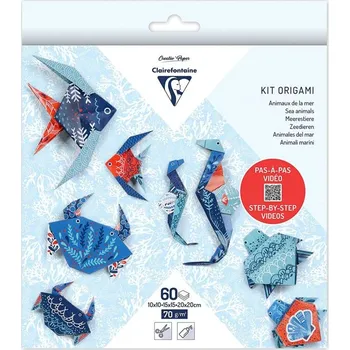 Barevný papír Clairefontaine Papíry na origami 10x10cm, 15x15cm a 20x20cm (60ks) život v moři