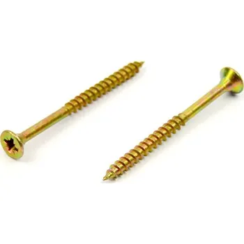Vrut Univerzální vrut do dřeva 6x80/50 částečný závit zinek žlutý (Vrut do dřeva, křížová drážka PZ, zápustná hlava)