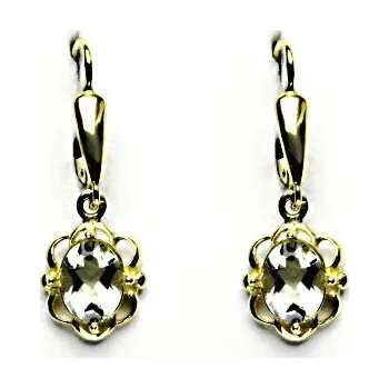 Náušnice Zlaté náušnice, přírodní green ametyst, žluté zlato, NK 1140/20