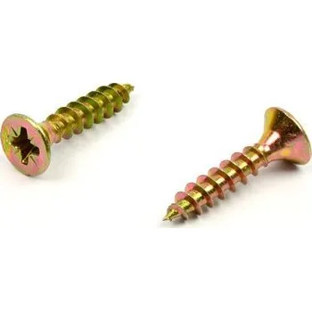 Vrut Univerzální vrut do dřeva 6x40 plný závit zinek žlutý (Vrut do dřeva, křížová drážka PZ, zápustná hlava)