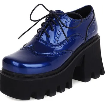 Dámské polobotky Masivní polobotky se vzorem a hranatou špičkou GoodDayGirl Barva: Modrá, Velikost: 42