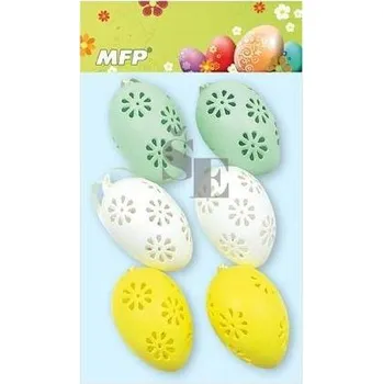 Bytová dekorace Plastová vajíčka krajka mix S180259G 6ks 6cm 2221329, MFP Paper
